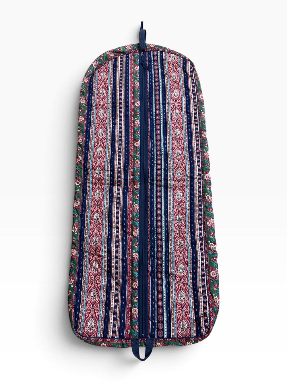 Vintage Quilted Floral Stripe Hanging Garment Travel Bag 43 x 22